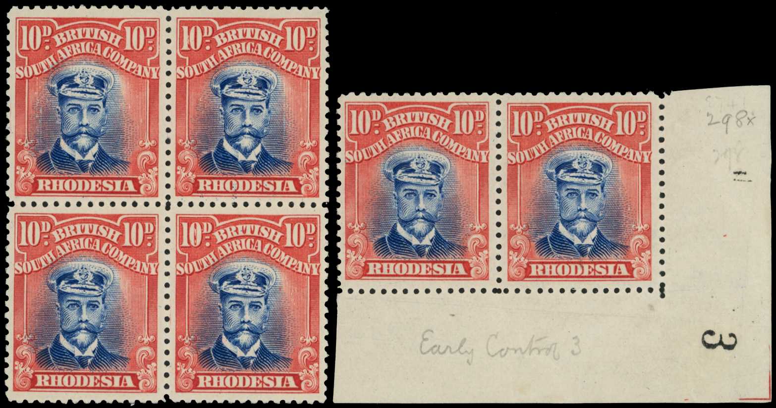 1922-4 10d Head Die IIIB, perf 14, white...