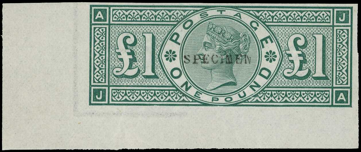 1891 £1 green imperforate lower left...