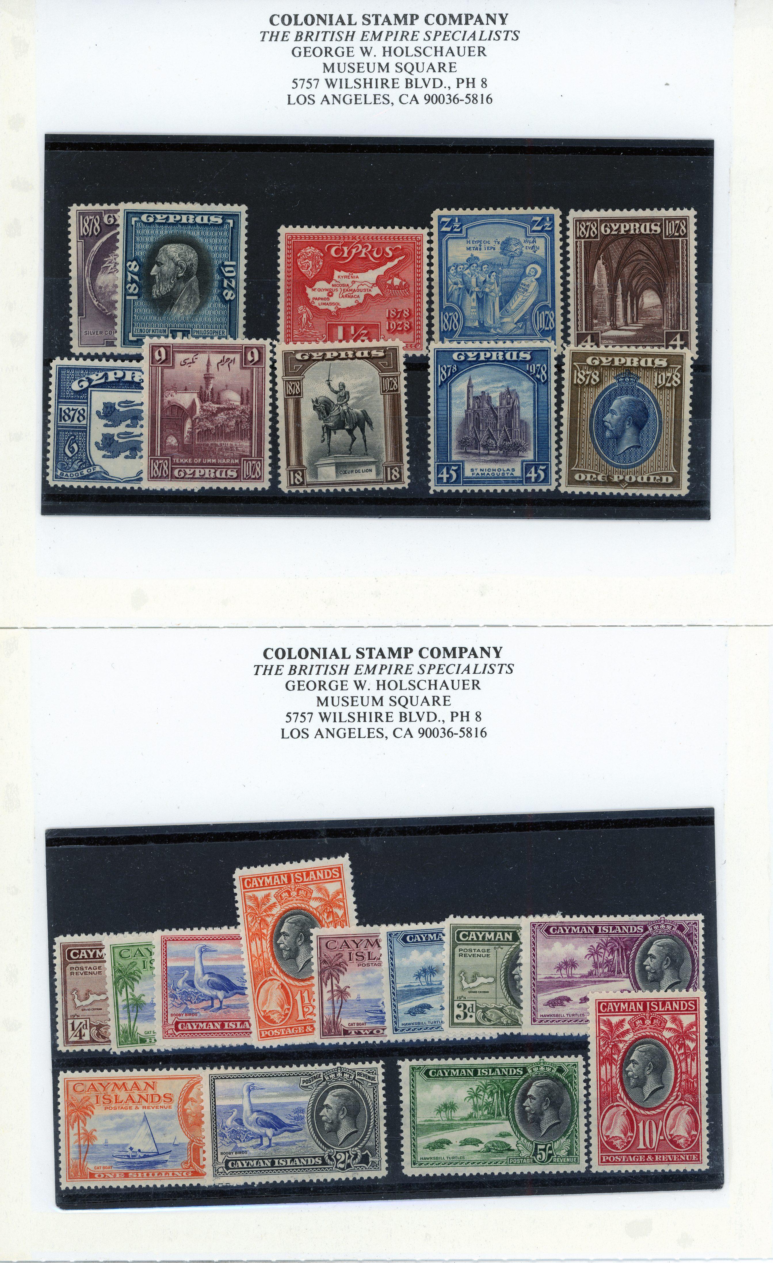 British Commonwealth mint selection mainly housed on old auction lot cards