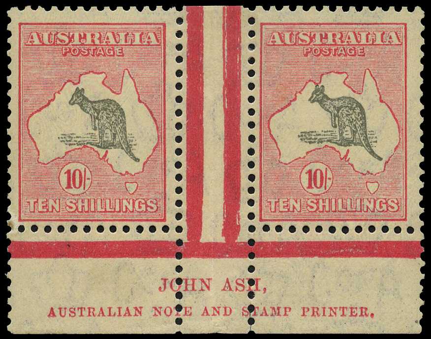 C of A Watermark: 1931-36 10/- grey and pink...