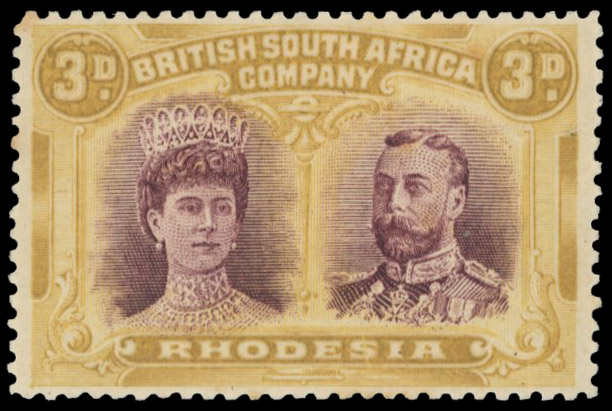 3d pale claret and pale yellow-ochre RSC D, position 46 mint