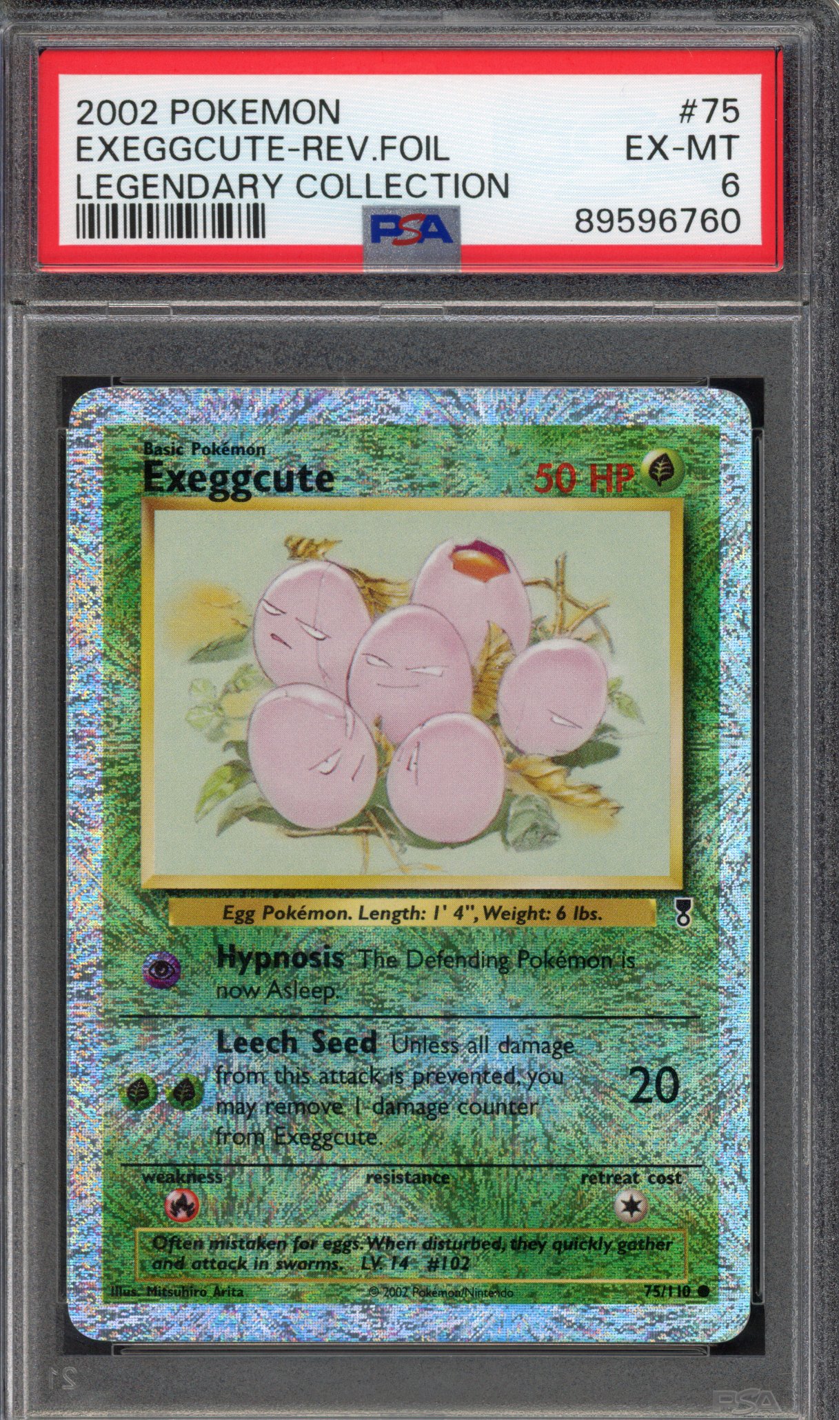 Pokémon TCG PSA 6 Exeggcute 75 Reverse Foil, Legendary Collection