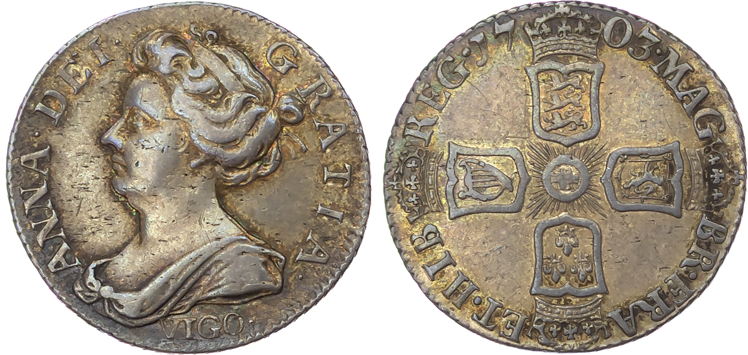 Anne (1702-1714), Pre Union, AR Sixpence, 1703, VIGO.