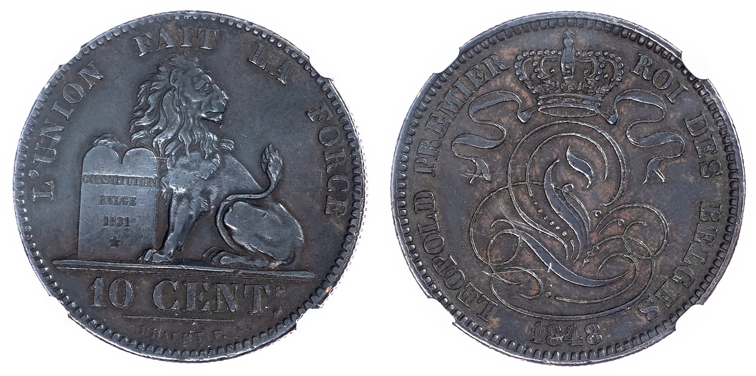 Belgium. Leopold I CU 10 Centimes. 1848/38. 