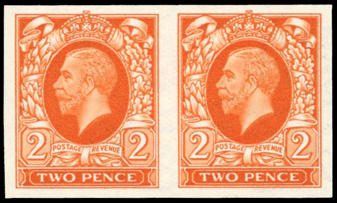 Great Britain 1934 2d Orange, Horizontal Pair, BPMA Imprimatur, SG 442b