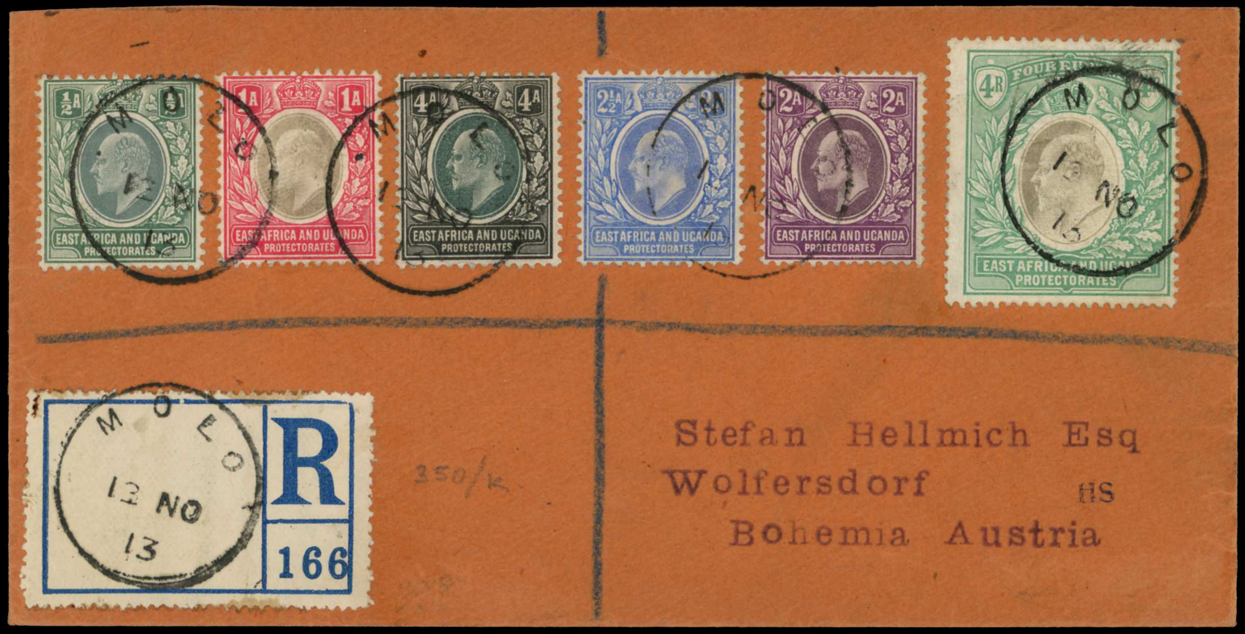 POSTAL HISTORY: 1913 registered cover from...