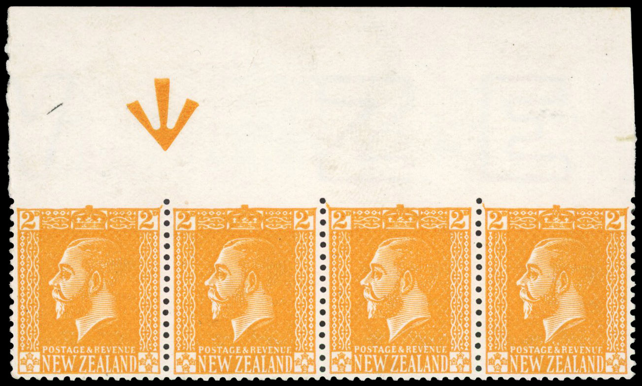 New Zealand 1915-33 2d Cowan paper imperf between stamp and margin