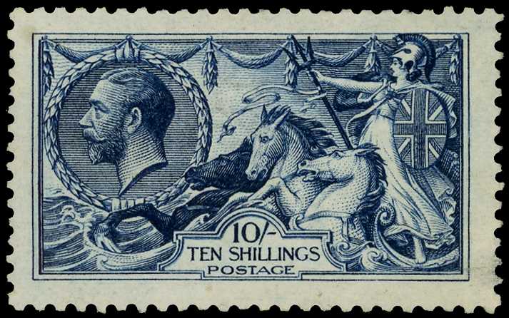 1915 Waterlow 10/- indigo, unmounted o.g.,...