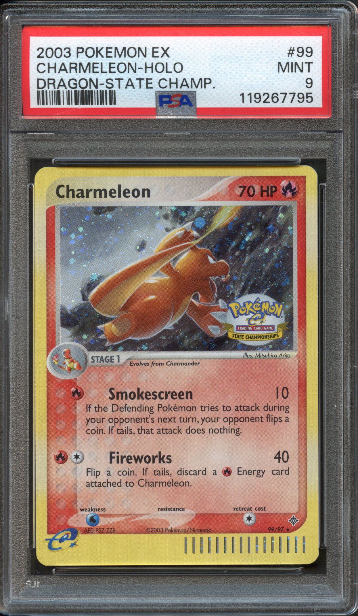 <p>PSA 9 Charmeleon Dragon-State Champ #99 - 2003</p>