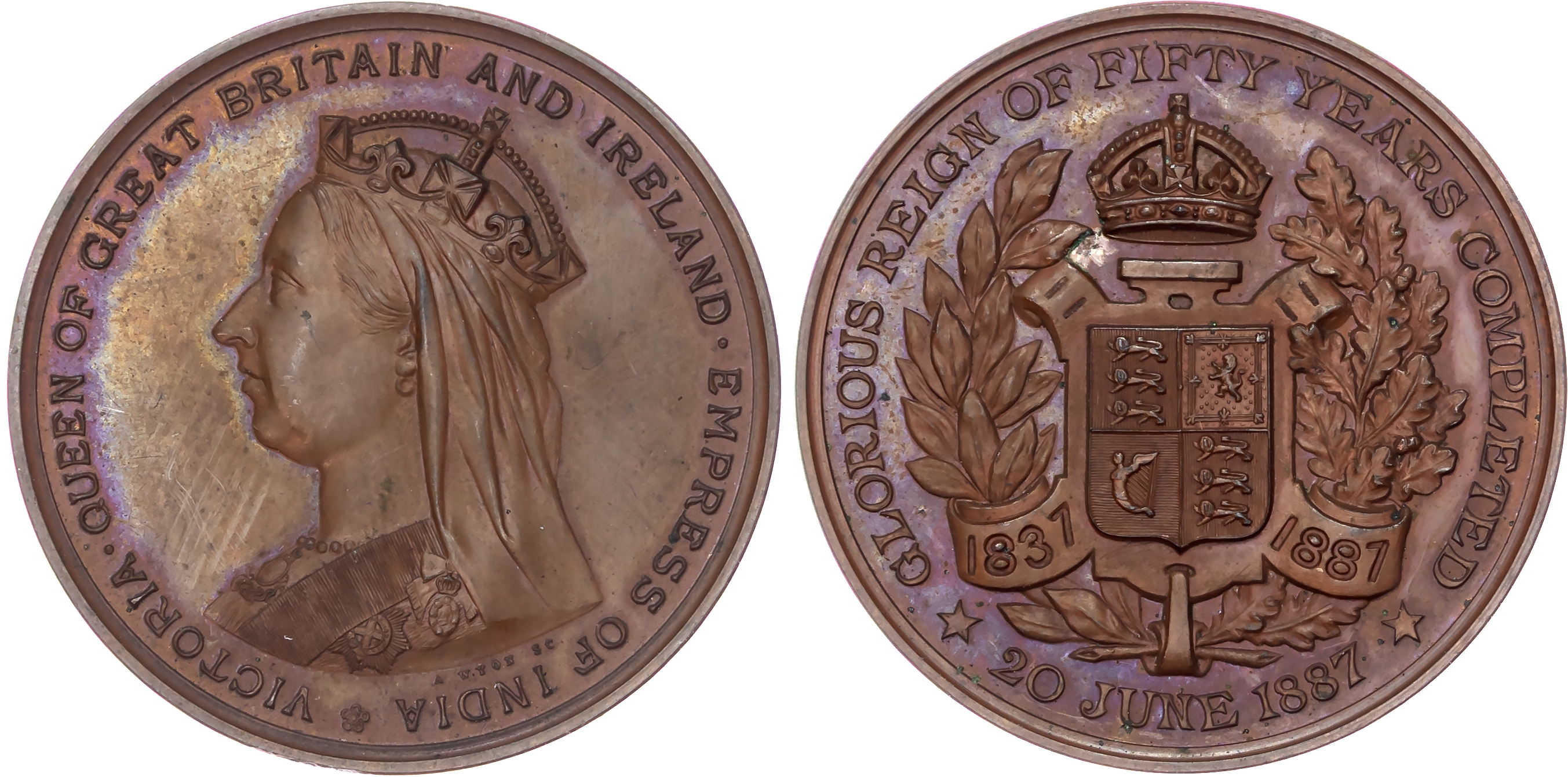 Victoria 1837-1901, Golden Jubilee 1887, AE medal (38.5mm) 1887 by A Wyon.