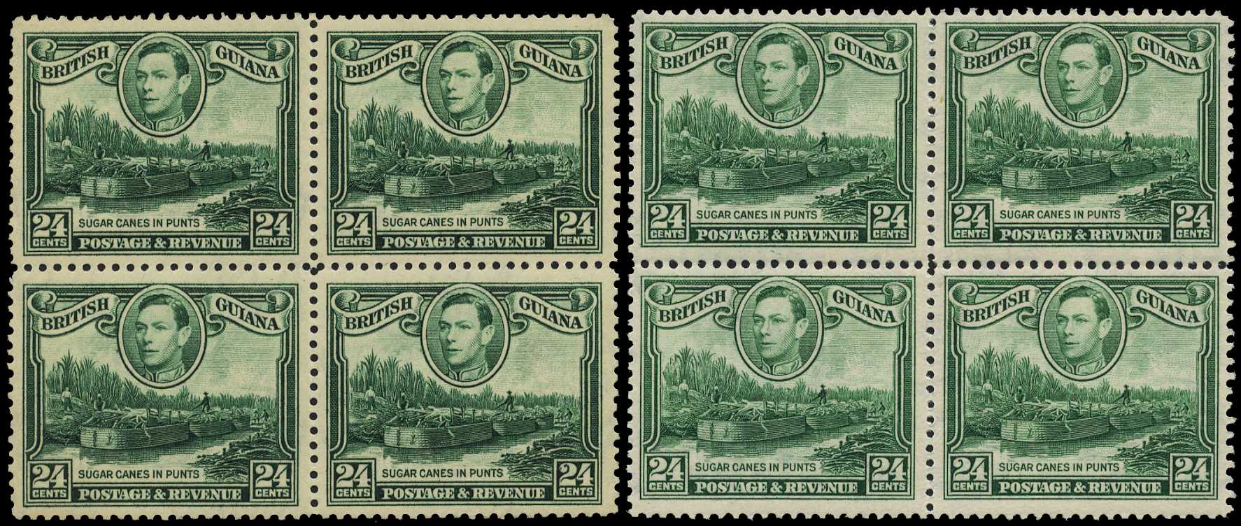 1938-52 24ct green, two blocks of four...