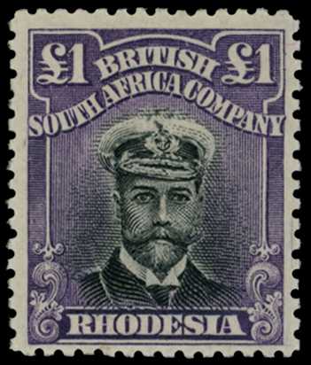 1913-7 £1 Head Die II, perf 14. Large part...