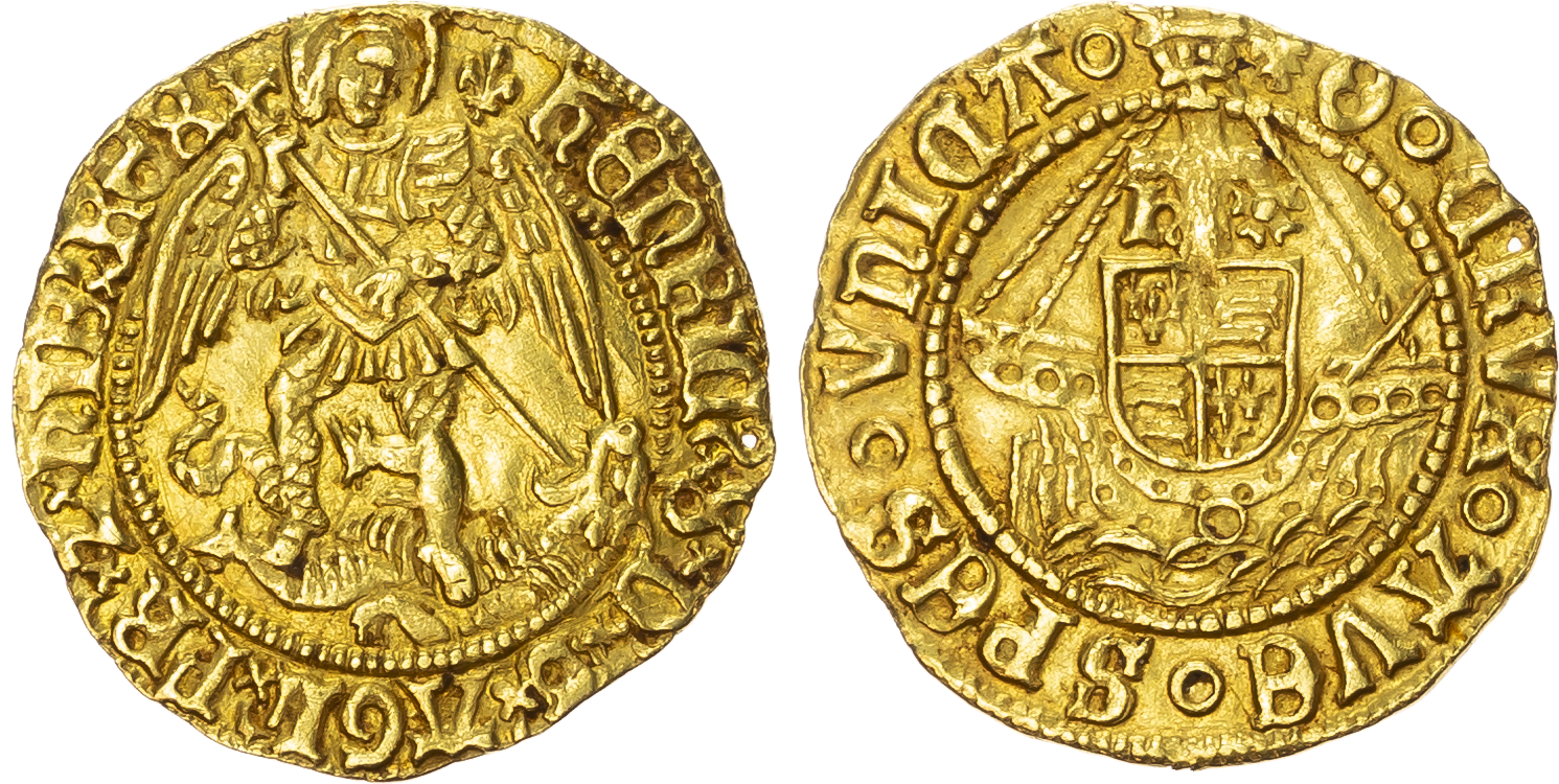 Henry VIII (1509-1547), third coinage, Half-angel