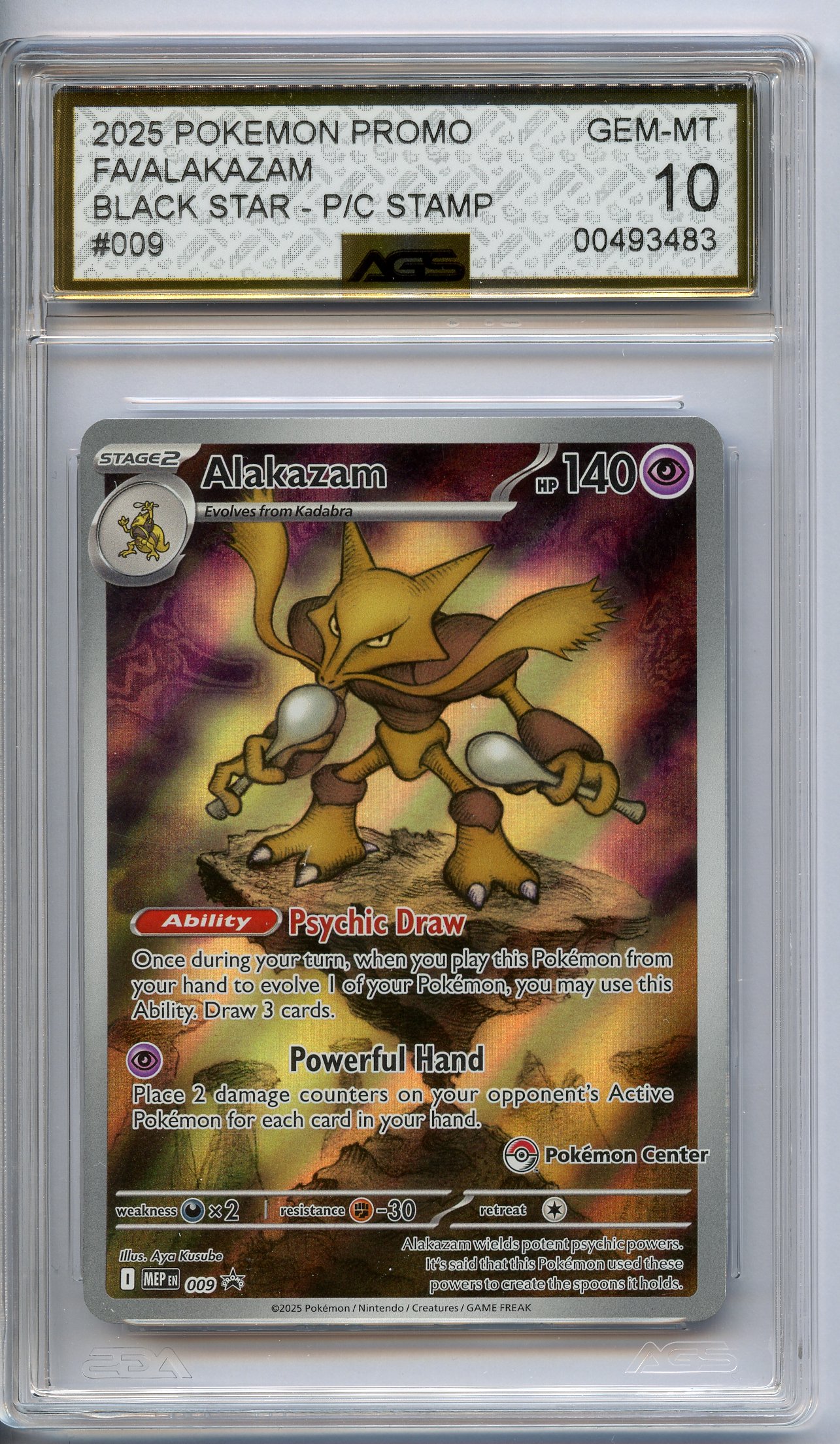 AGS 10 Alakazam #009 Pokémon Center Stamp Black Star Promo
