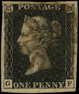 1840 1d black Plate 4 (GF) four good to...