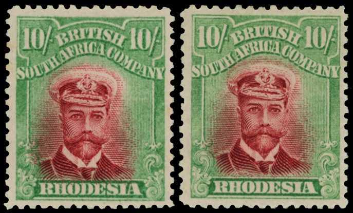 1913-7 10/- Head Die II, perf 14. Two large...