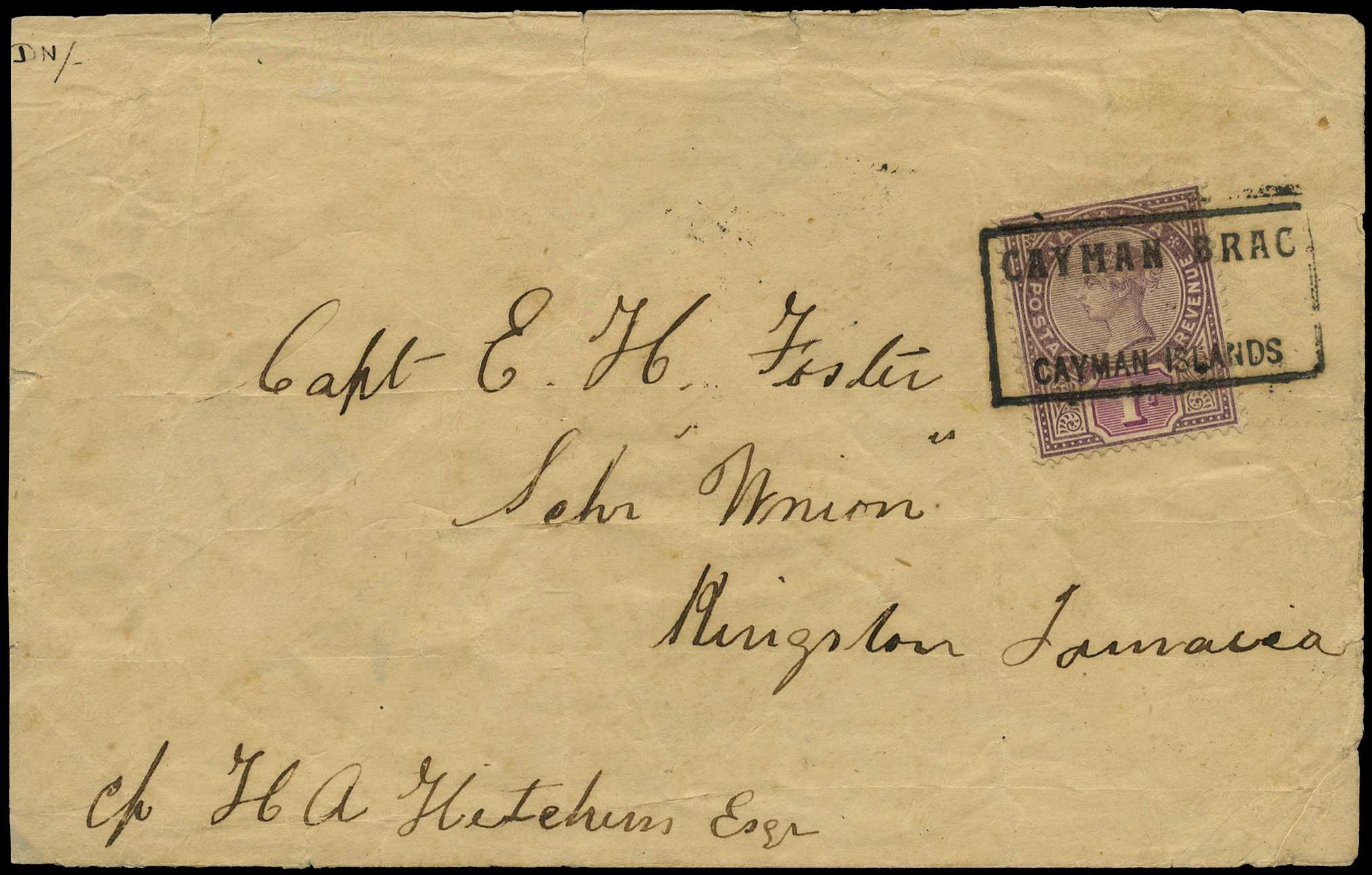1899 Small cover to Jamaica with a 1d Jamaica...