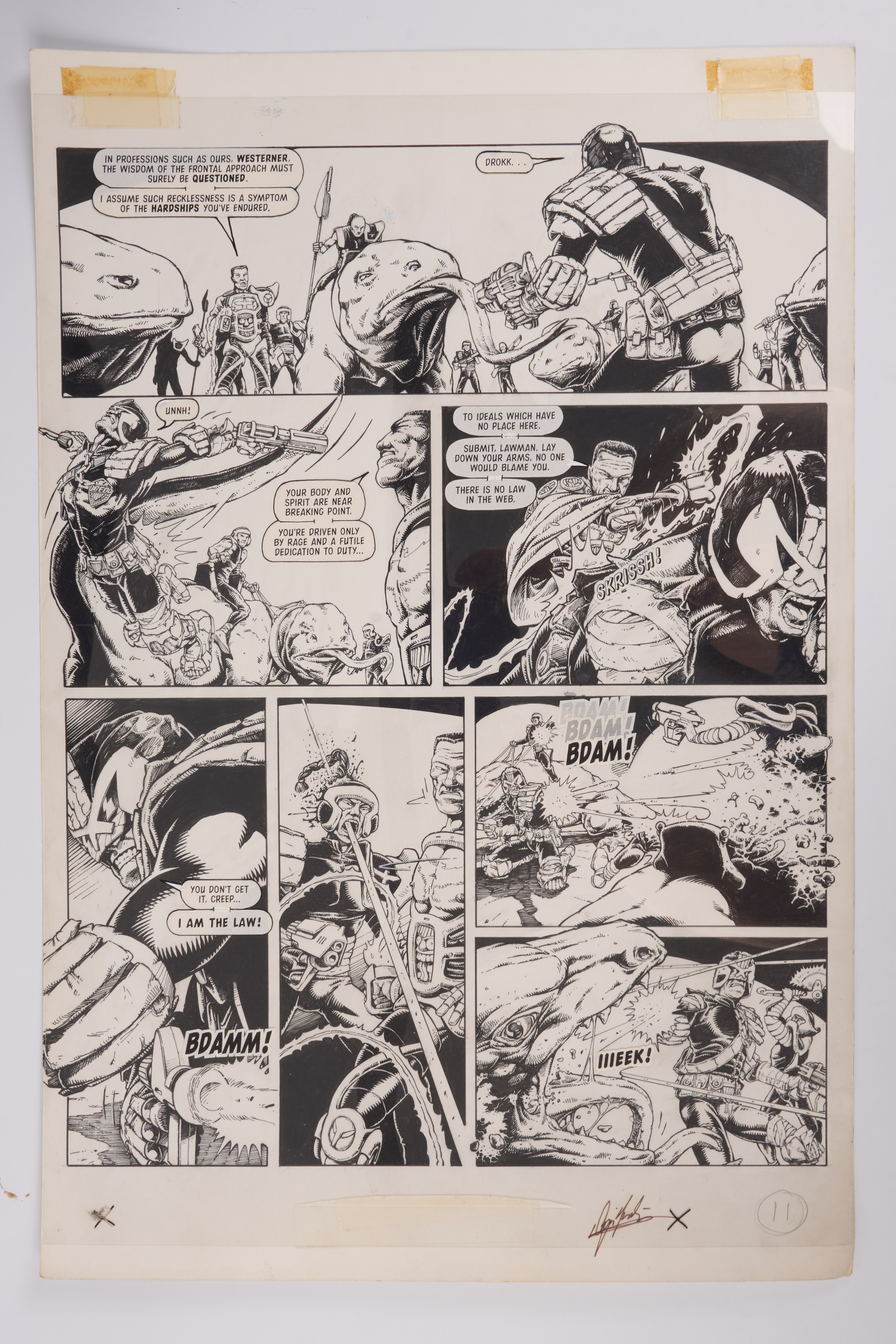 Cyril Julien Judge Dredd Megazine #19 Web Inked Story Pages (Fleetway, 1996) Total 3