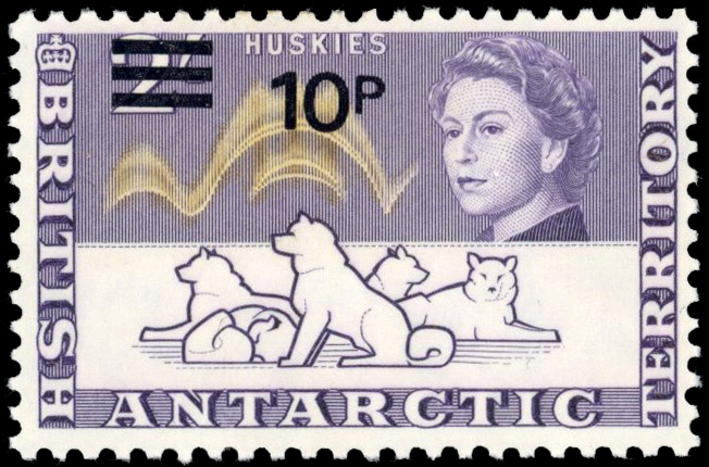 British Antarctic Territory 1971 10p on 2s watermark inverted mint