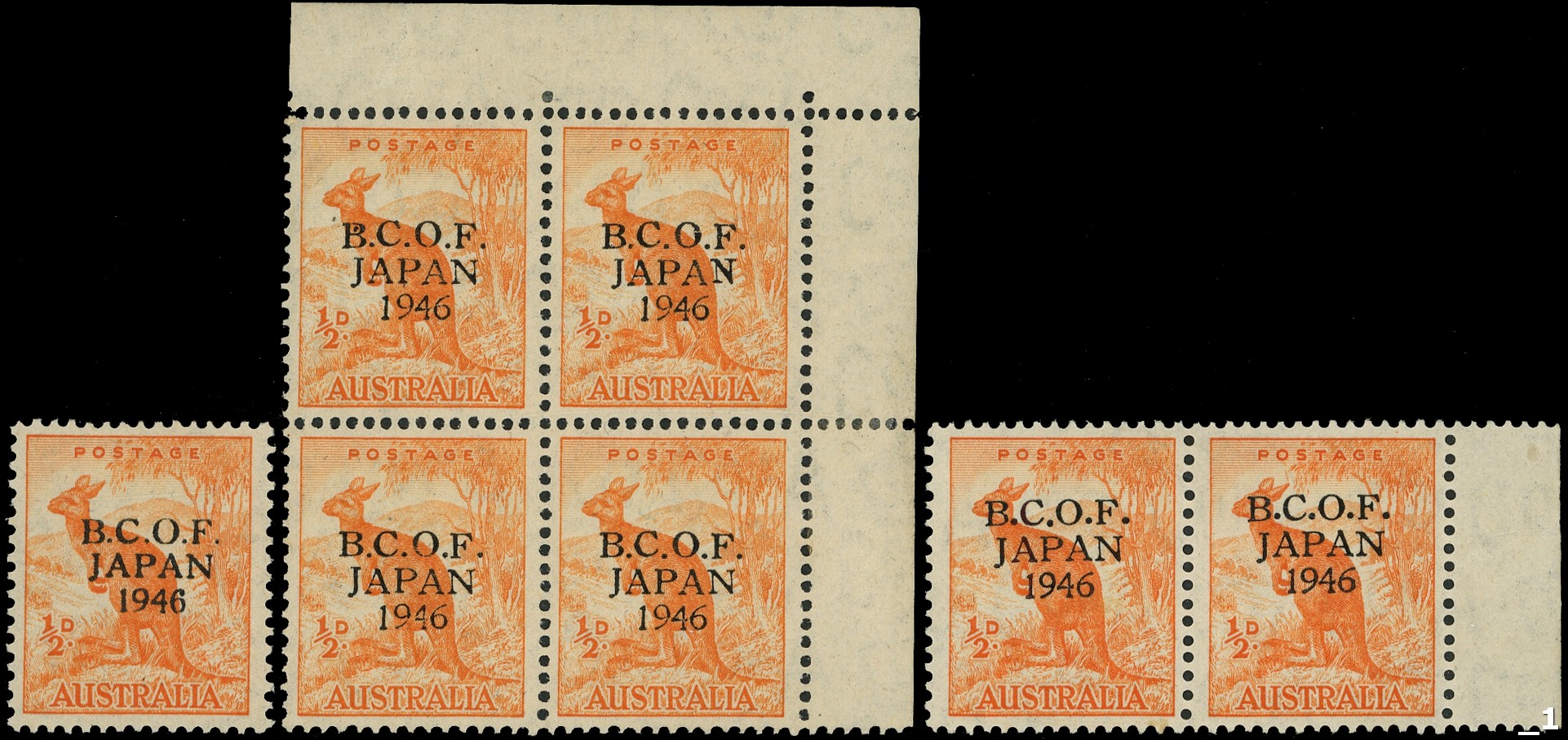 Australia BCOF ½d varieties...