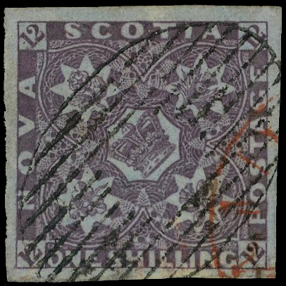 NOVA SCOTIA: 1851-60 1s cold violet fine used