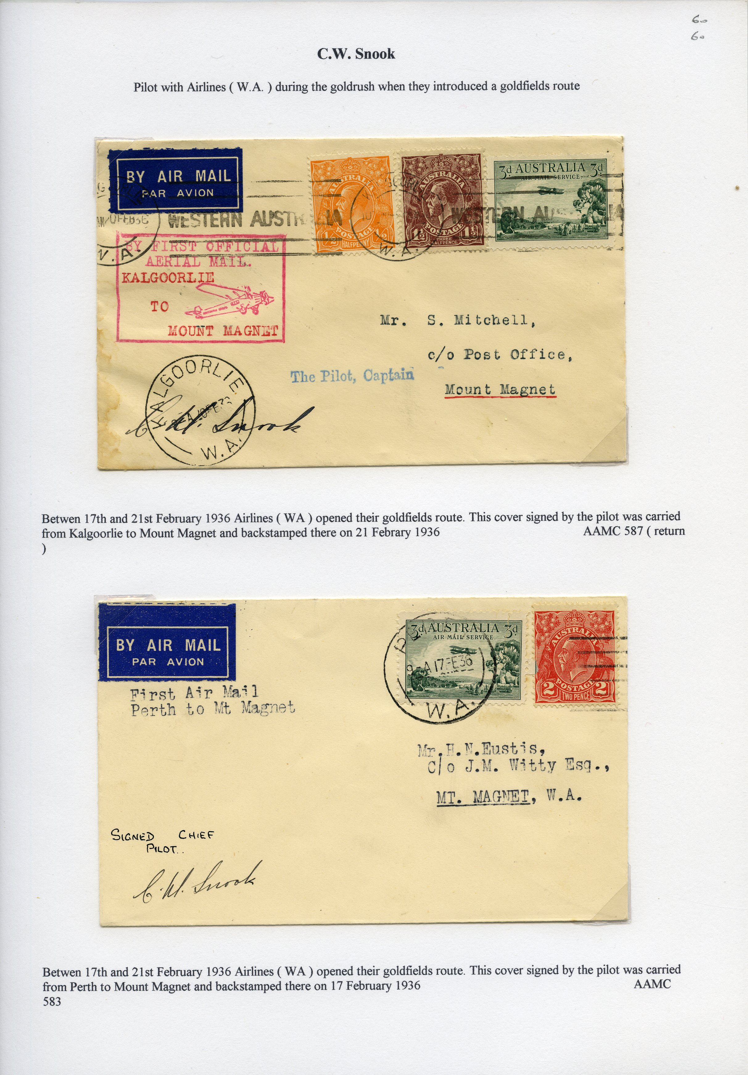 AUSTRALIAN FLIGHT COVERS: 1935-36 Airlines...