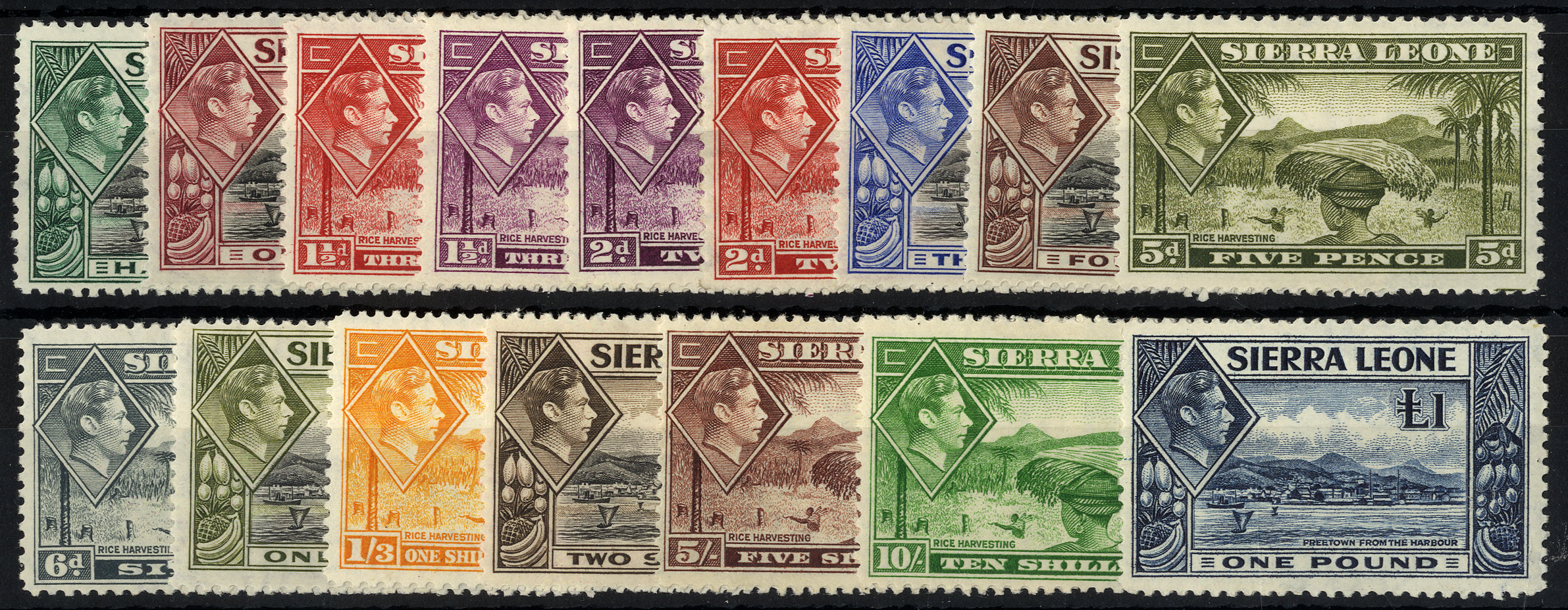 1938-44 set of sixteen, large part o.g. with some hinge remainders. SG 188-200, cat...