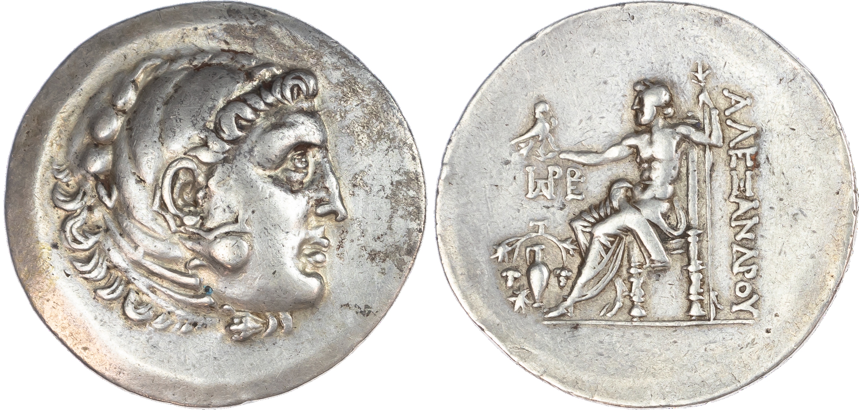 Kingdom of Macedon, Alexander the Great (336-323 BC) AR Tetradrachm, posthumous issue, mint of Myrina, c. 188-170 BC,