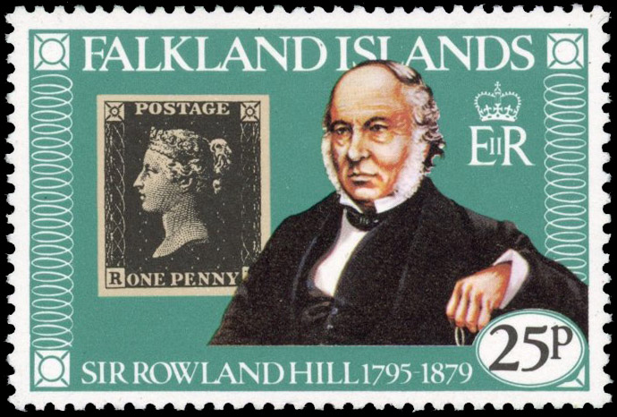 Falkland Is SG 366w 1979 25p Rowland Hill watermark inverted mint