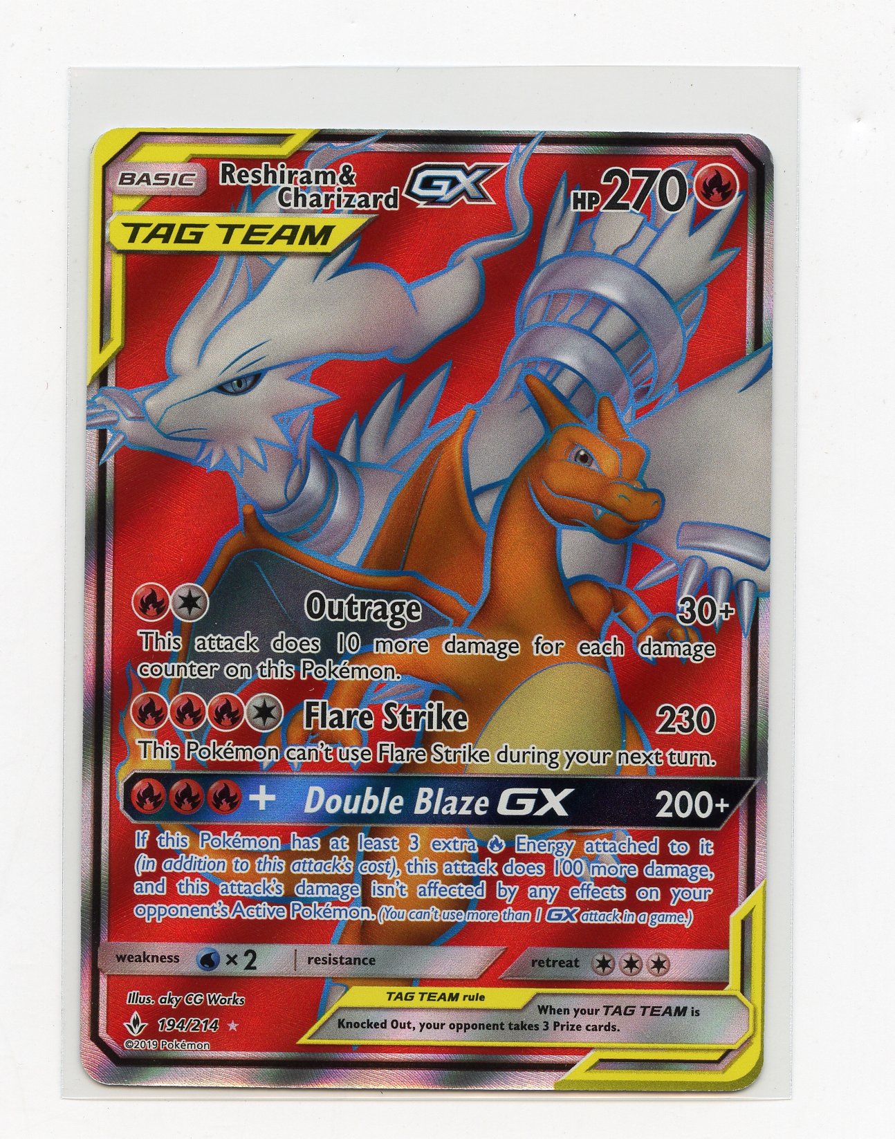 Reshiram & Zekrom GX Tag Team #194 Unbroken Bonds - (NM)