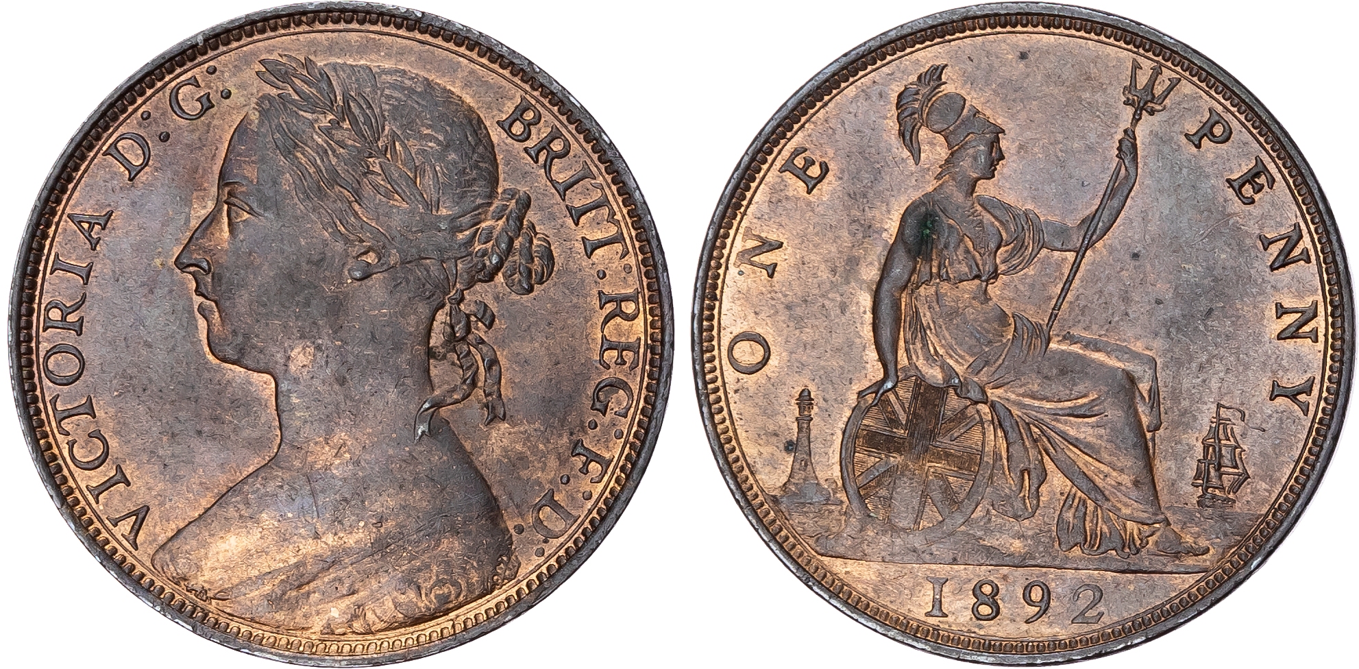Victoria (1837-1901), Bronze Penny, 1892