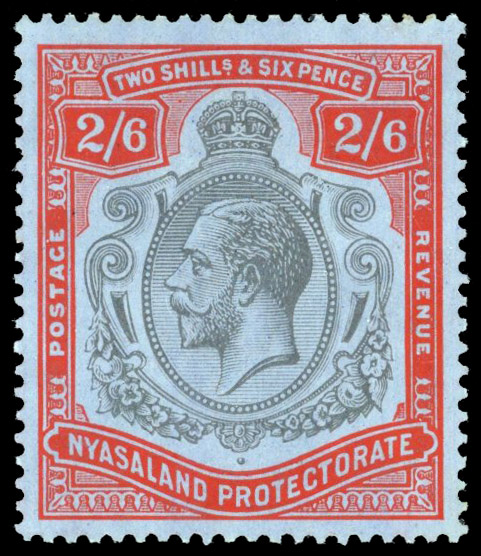 Nyasaland SG 110kb 1921 2/6d broken Crown and scroll mint