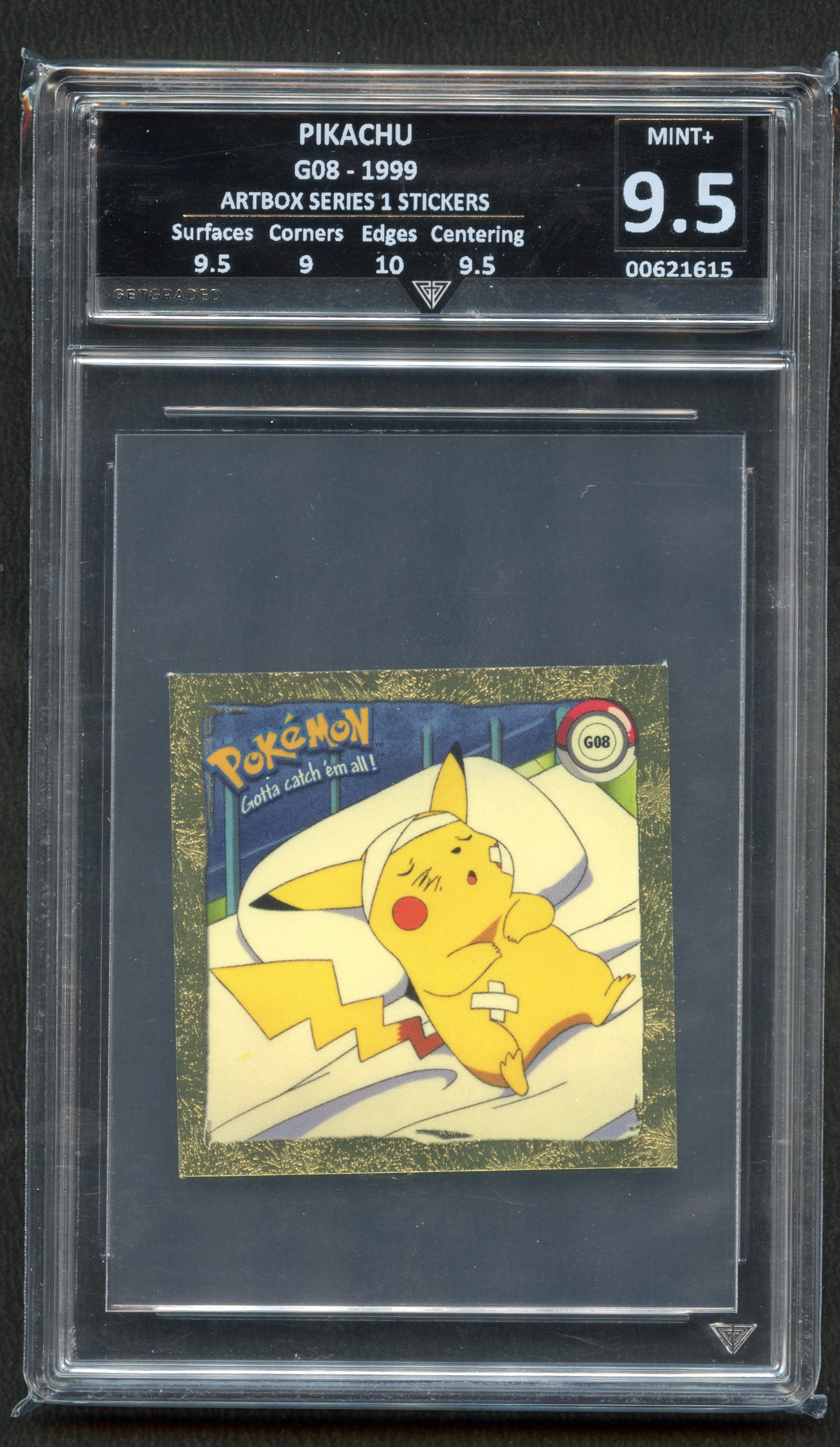 Get Graded 9.5 Pikachu Artbox Series 1 Stickers #G08-1999