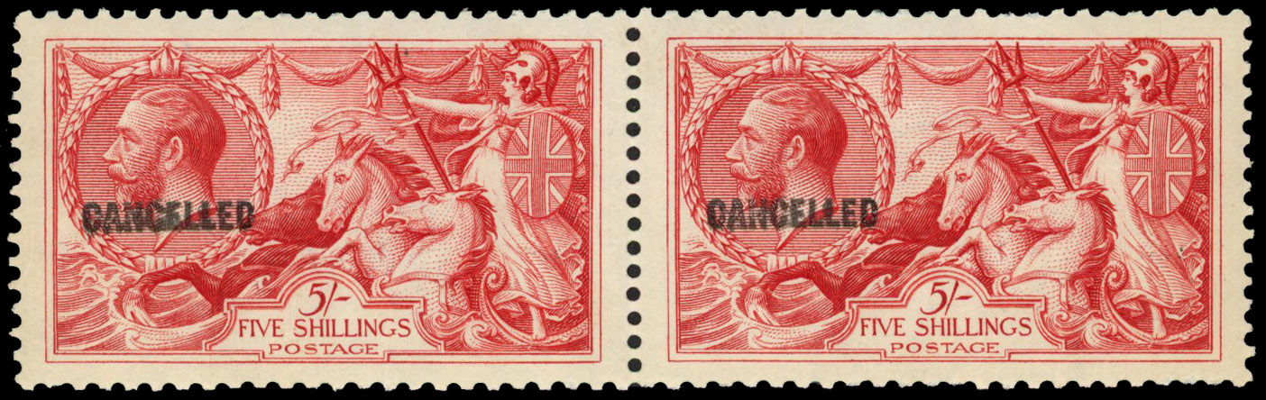 Great Britain SG 416 pair optd CANCELLED type 33