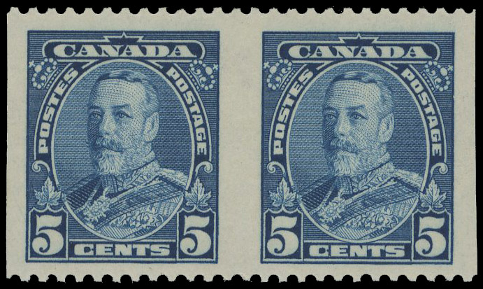 Canada 1935 5c blue horizontal pair imperf vertically