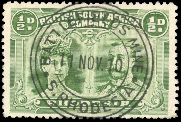 Rhodesia 1910-13 ½d yellow-green perf 13½ first day of issue