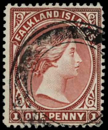 1891 1d brown with large part Post Office...