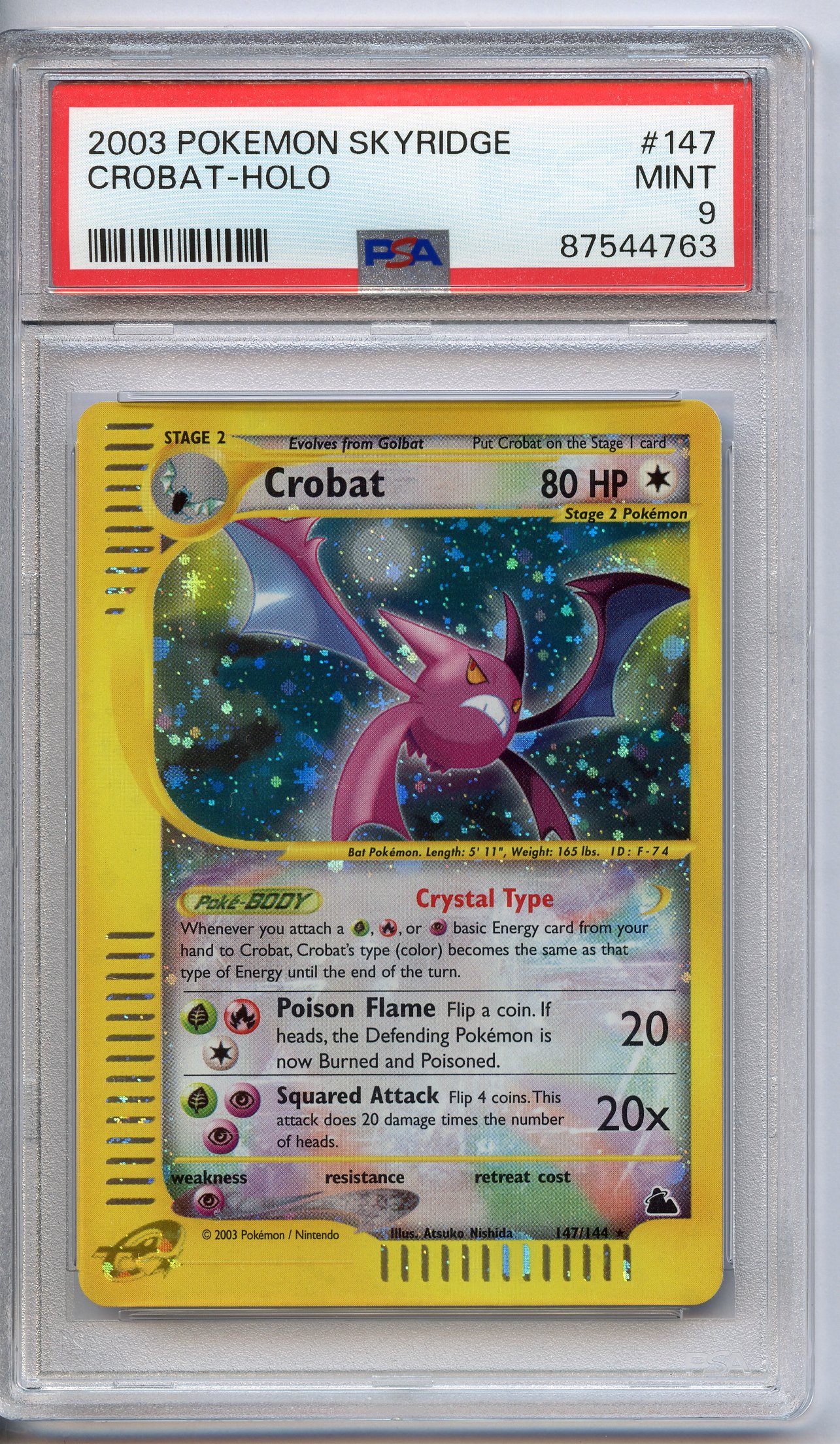 PSA 9 Crobat Holo Crystal #147 - Skyridge 2003