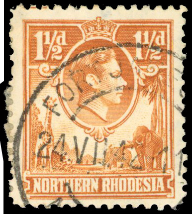 Northern Rhodesia SG 30b 1941 1½d 'tickbird' used