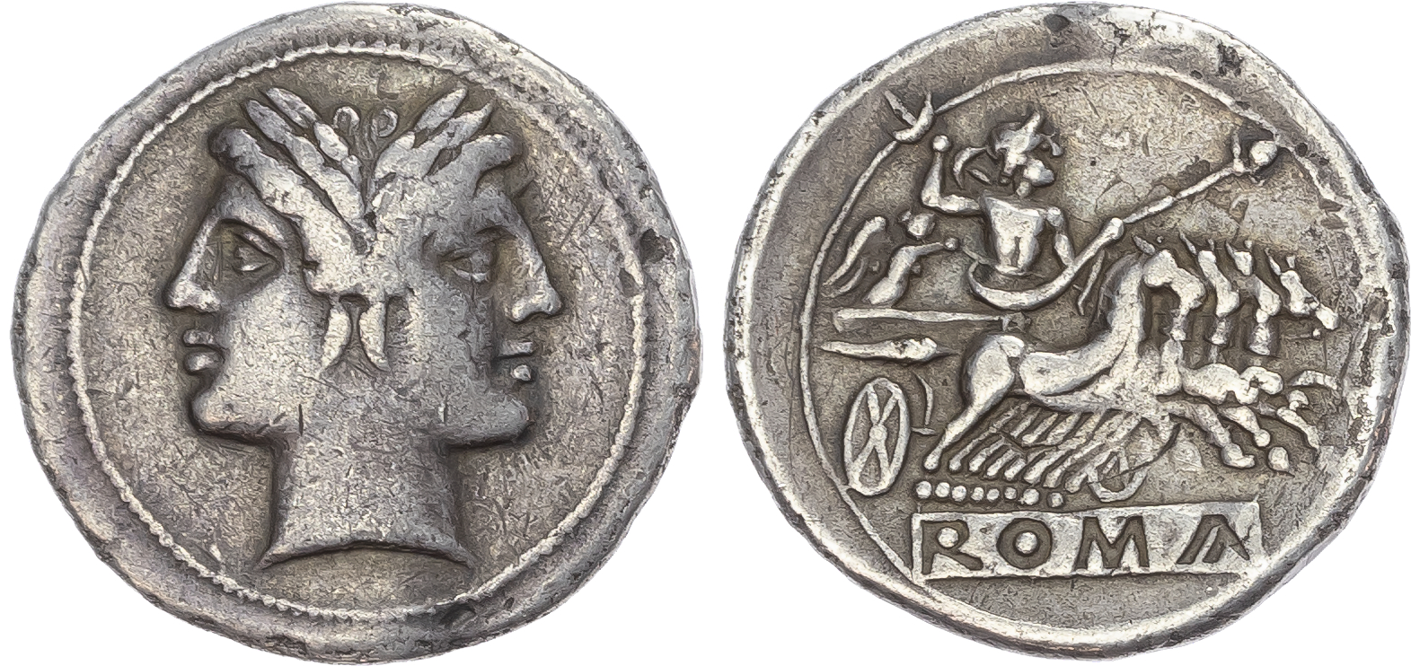 Roman Republic, Anonymous (c. 225-214 BC) AR Quadrigatus, uncertain mint, 6.30g. 