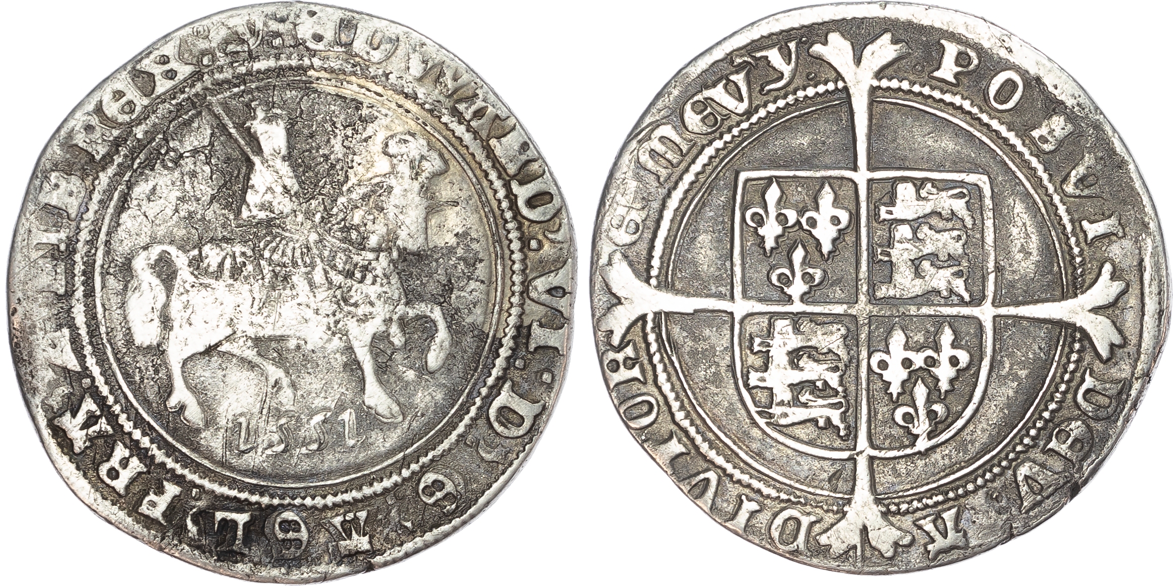 Edward VI (1547-1553), Halfcrown, 1551, third period, fine silver issue, mintmark y.