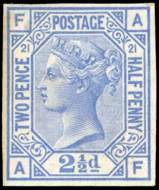 GB SG 157 1881 2½d blue Plate 21 imprimatur