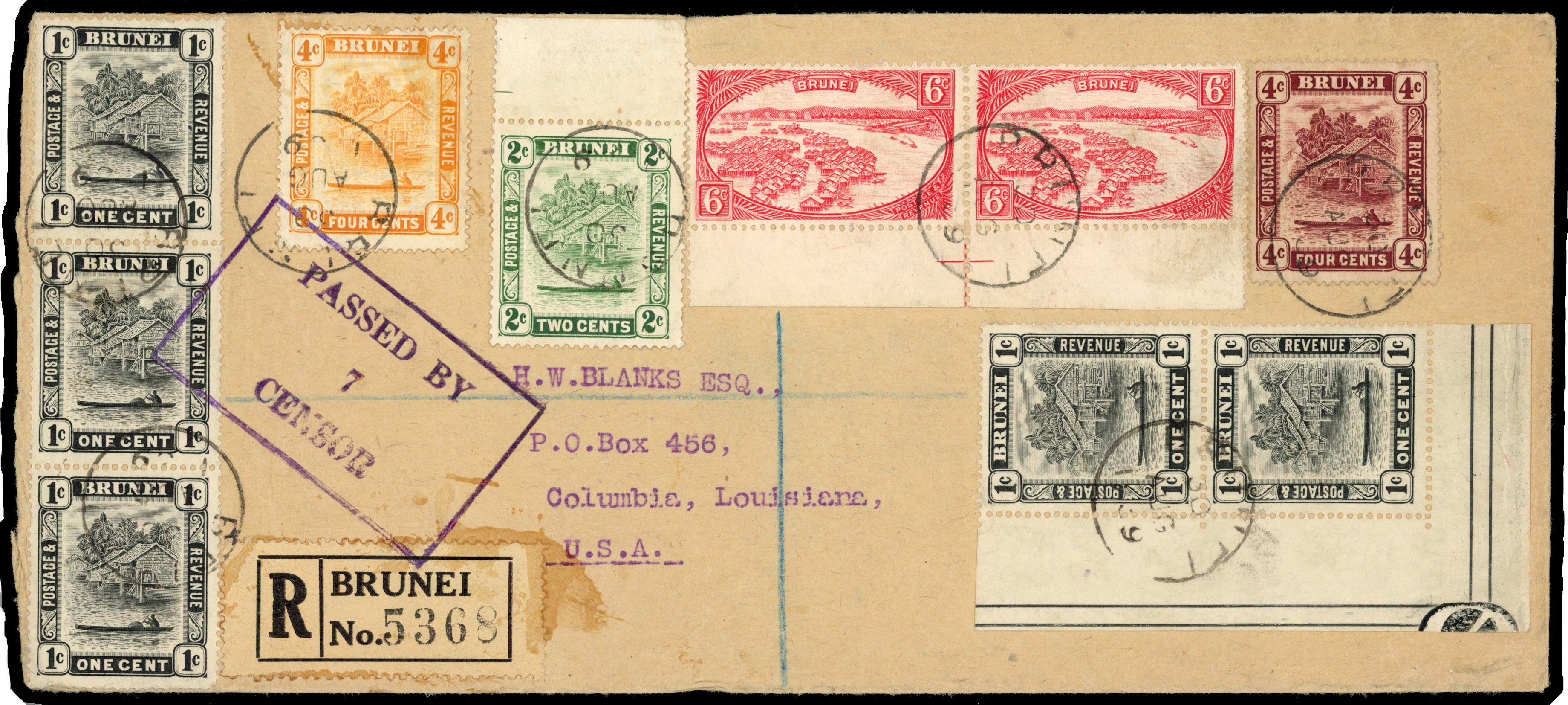 Brunei 1939 Censor cover