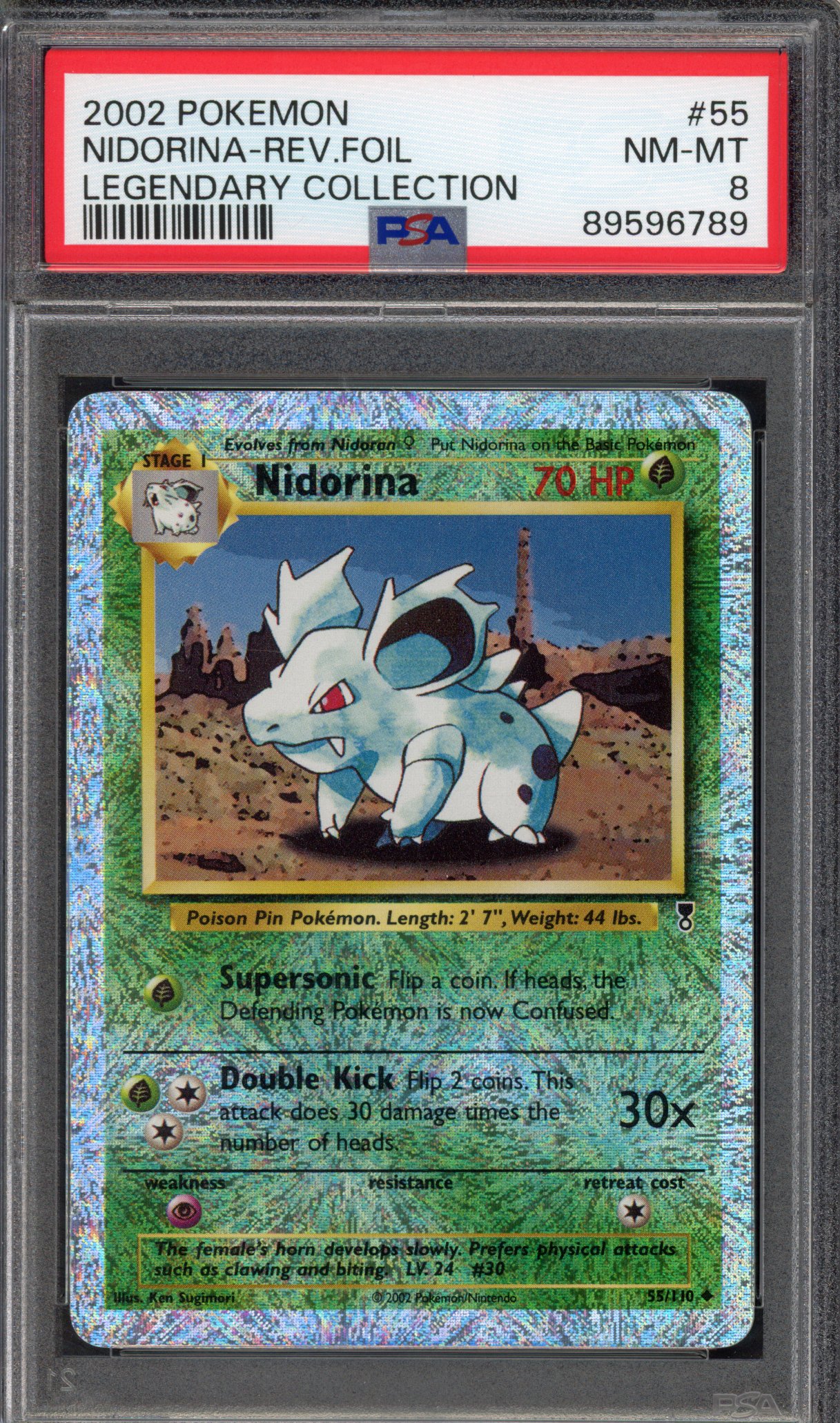 Pokémon TCG PSA 8 Nidorina 55 Reverse Foil, Legendary Collection