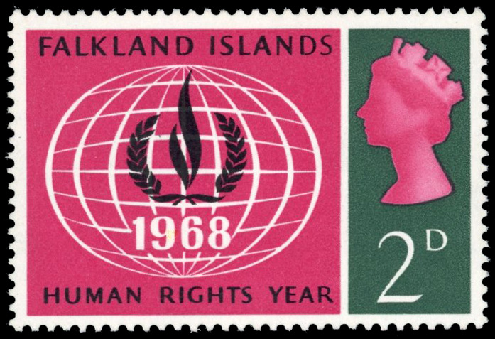 Falkland Islands SG 228a 1968 2d Human Rights with yellow omitted mint