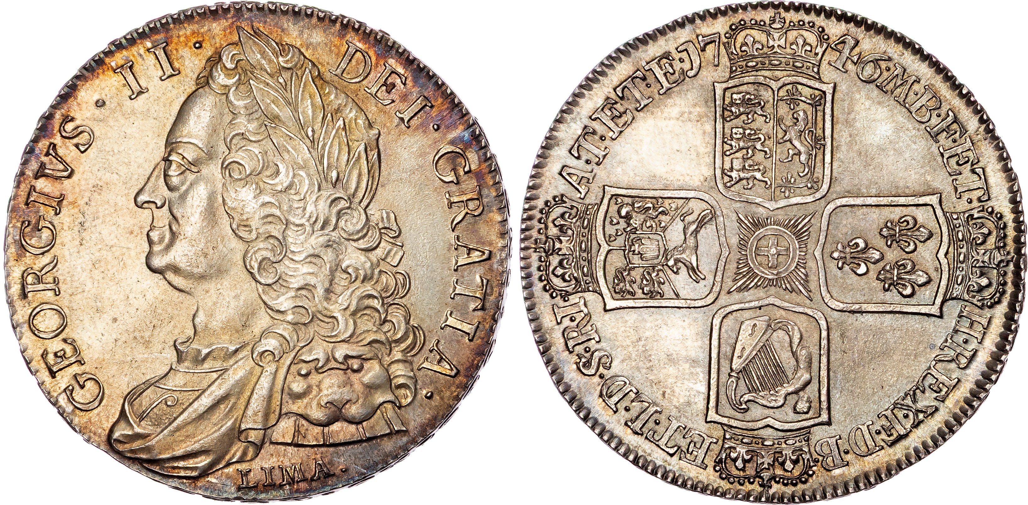 George II (1727‐1760), AR Crown, 1746 D. NONO, LIMA.