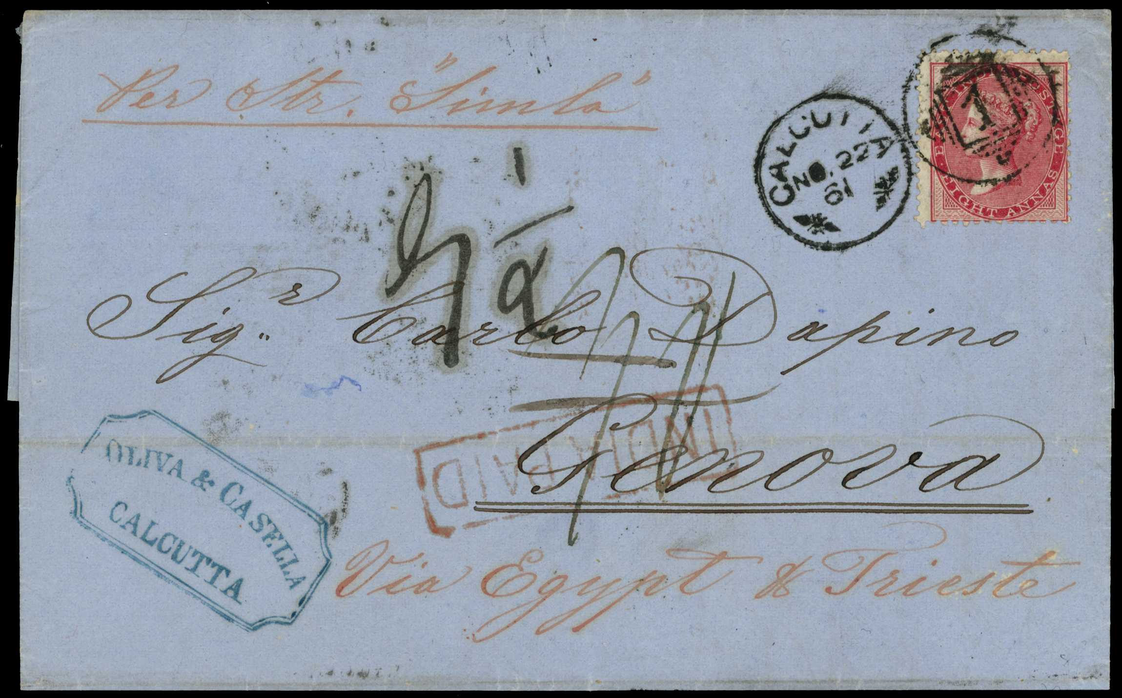 POSTAL HISTORY: 1861 entire letter to Genova...