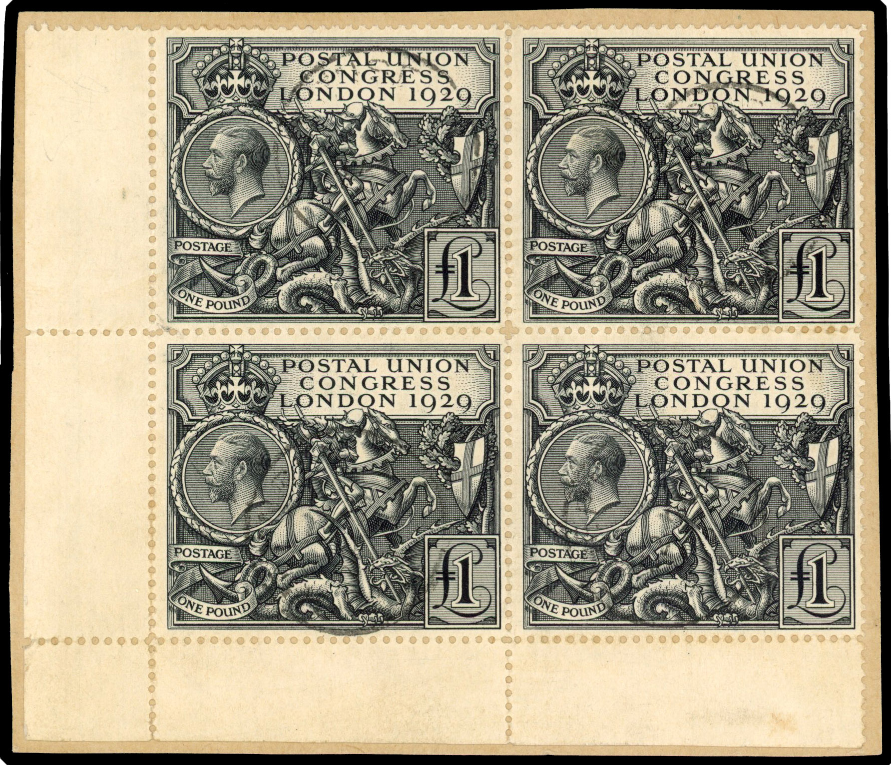 Great Britain PUC £1 used block of four SG 438 