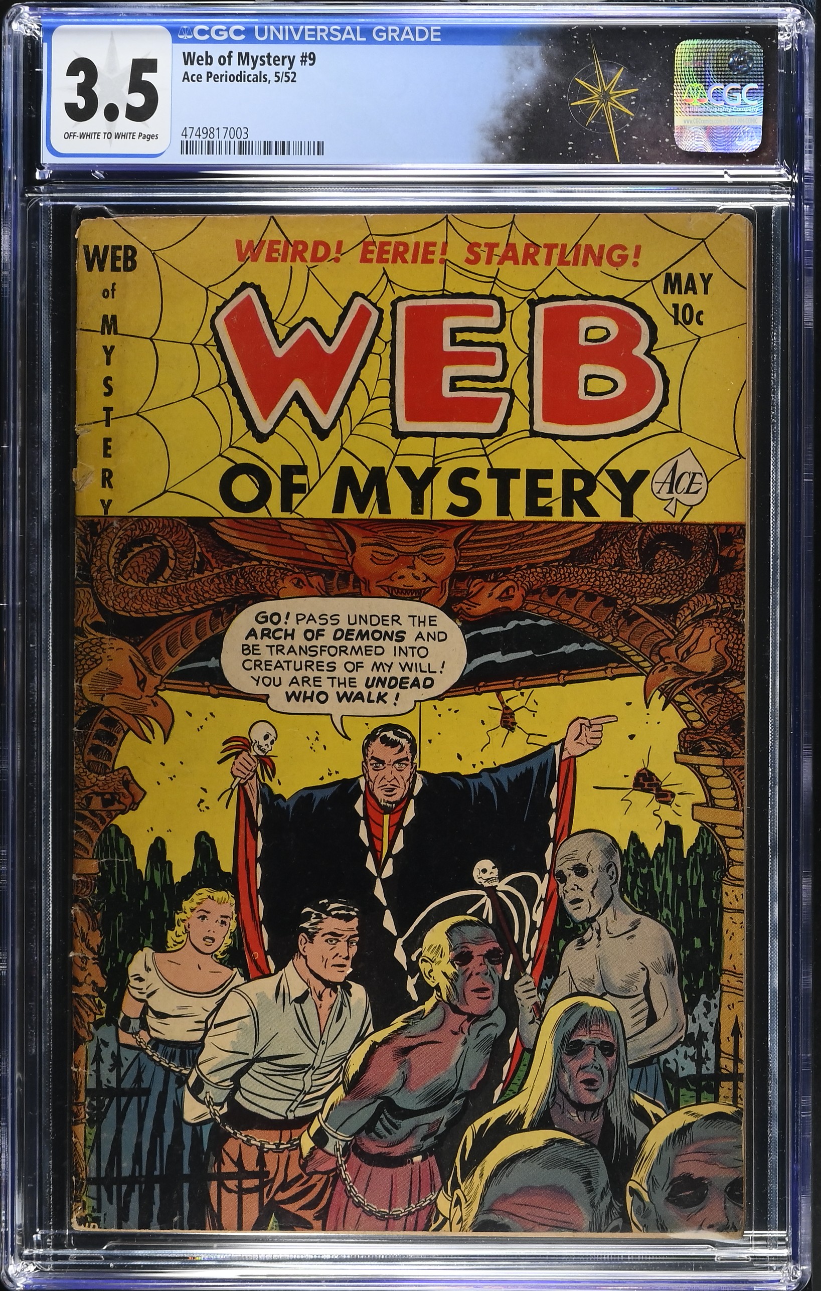 Web of Mystery #9 CGC 3.5 Cover by Ken Rogers (Ace Periodicals, 1951) Off-White to White Pages