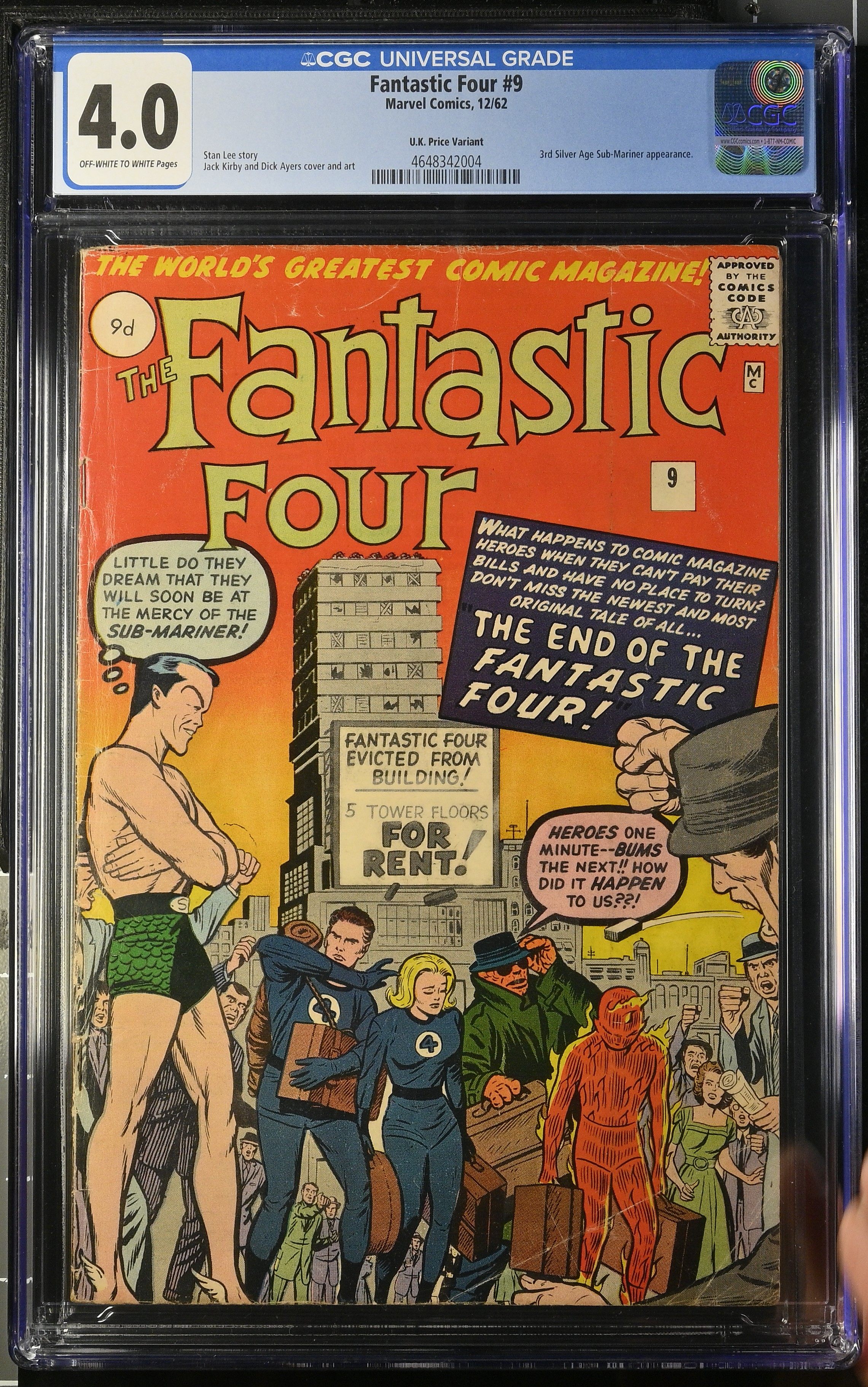 Fantastic Four #9 (Marvel Comics 1962) CGC 4.0 Third Sub-Mariner